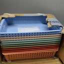 Ferrochef 12 Pack Turn in Trays for Classroom, Stackable Plastic Paper Baskets with Handles, Letter Size A4 Teacher Desk Organizer Bins for Classroom Organization (Boho Colors)