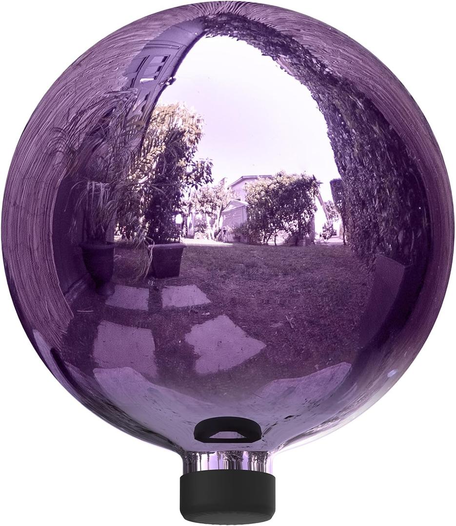 Alpine Corporation 10" Diameter Indoor Outdoor Glass Gazing Globe Garden Decor, Purple