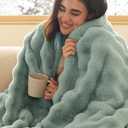 Bedsure GentleSoft Fluffy Fuzzy Twin Blanket, Soft Cozy Fleece Faux Fur Blanket, Pink Decorations Minky Velvet Couch Cover, Thick Warm Plush Women Men Birthday Gifts, 870GSM, Sage Green