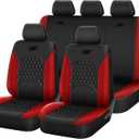 Skechers Gel Seat Covers,Cooling Car Seat Covers,Leather Seat Covers Full Sets,Airbag Compatible,Automotive Comfort Universal Fit for SUVs,Vans,Sedans,Cars,Trucks,Red