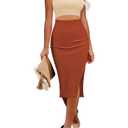 Pink Queen Women's Crew Neck Sleeveless Cutout Side Slit Bodycon Midi Party Dress L