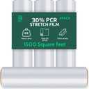 80 Gauge Heavy Duty Stretch Film  18 Wide, 1500 Sq Ft Roll  30%+ PCR Eco-Friendly Pallet Wrap  Sustainable, Tear-Resistant Plastic Film for Shipping, Storage & Moving  Clear