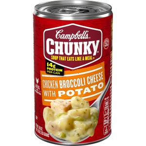 Campbell's Chunky Soup, Chicken Broccoli Cheese Soup, 18.8 Oz Can, Best By: MAY 21 2027 Campbell's Chunky Soup, Chicken Broccoli Cheese Soup, 18.8 Oz Can, Best By: MAY 21 2027