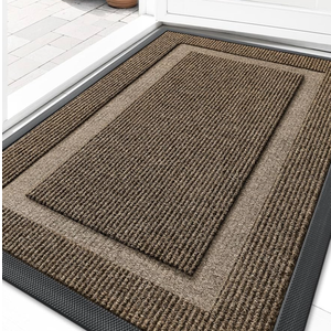 OLANLY Front Door Mat Indoor Outdoor Entrance, Waterproof All-Season, All-Weather Doormat, Sturdy Natural Rubber, Fade Resistant, Low Profile, Easy Clean Patio Porch Entryway Mat, 36x24, Brown