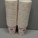 Jingmore 50 Pcs Valentine's Day Paper Cups 12 oz Valentines Coffee Cups Disposable Heart Paper Cup Hot Chocolate Tea Drinkware for Galentine's Day Party Coffee Bar Supplies(Line Style)