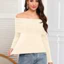 ZAFUL Women's Cropped Knit Sweater Boat Neck Long Sleeve Pullover Jumper Top (XL)