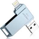MFi Certified 512GB Flash Drives 3.0 High Speed 3ni1 USB Stick External Storage for iPhone/PC/iPad/Android/More Devices for Photos and Videos Transfer Storage Backup (512-Grey)