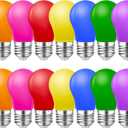 Colored Light Bulbs,2W E26 Color LED Lights Bulb,Small E26 Colored Bulbs for Outdoor Indoor,Multicolor,Red Yellow Blue Green Orange Pink Purple,for Halloween Party Christmas Bedroom,Pack of 14