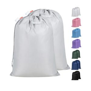Polecasa Extra Heavy Duty Large Laundry Bag with Sturdy Handles and Drawstring Closure, 2 Pack 28 x 36 inches Durable Storage Bags for Basket, Hamper, College, Dorm, Travel, Silver