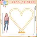 7FT Metal Double Heart Arch Stand for Proposal Heart Balloon Arch Wedding Arch Frame for Ceremony,Valentine's Day,Engagement,Birthday Party Decor (Gold)