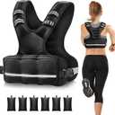 HEETA Adjustable Weighted Vest for Women Men, 20-32lbs Body Weight Vest Exercise Set with 6 Ironsand Weights & Reflective Strips for Walking Running Workout Cardio Strength Training