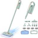 Newbealer Steam Mop & Detachable Handheld Cleaner, 250ml 1200W Powerful Floor Steamer, 3 Adjustable Levels for Carpet Laminate Hardwood Grout, Carpet Glider, 11 Multi-purpose Accessories & 2 Pads (Green with 11 brushes)