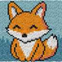 YP Latch Hook Kits for Kids Adults DIY Rug Tapestry Kits with Printed Canvas Embroidery Kits Festival Gifts Home Decoration (Fox,11.8inch X 11.8inch)