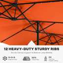 15FT Large Outdoor Patio Umbrella with Solar Lights and Base, Double-Sided Table Umbrellas with 48 LED Lights, Rectangle Market Umbrella for Pool, Deck, Backyard