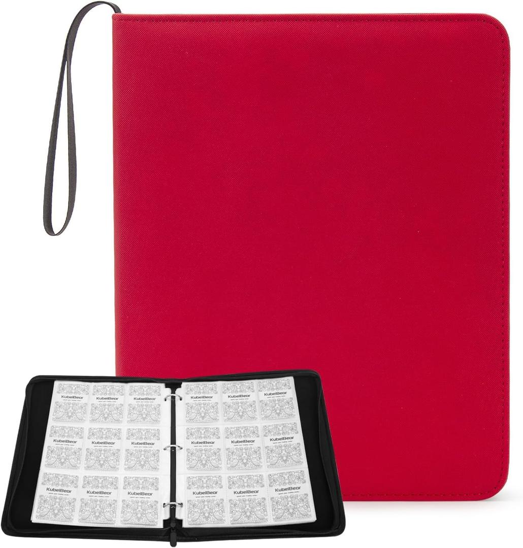 Card Binder  720 Capacity, Zippered Trading Card Holder for MTG, Sports & Collectible Cards  Acid-Free, Durable & Travel-Friendly Storage (Red dots, 9 Pocket)