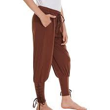 Kids Renaissance Ankle Banded Pirate Pants Medieval Viking Lace Up Tapered Trousers Halloween Costume 3-12 Years