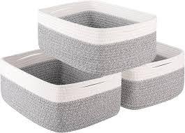 MiniArk Storage Baskets or Organizing | Closet Organizer Bins | Shelf Toy Basket | Woven Rope Baskets | Cube Decorative Box 2 pack