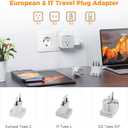 TESSAN All European Italy Travel Plug Adapter Kit, International Detachable with 3 Outlet 3 USB Charger (1 USB C), Type C/E/F/L EU Power Adaptor, US to France Germany Spain Greece Iceland