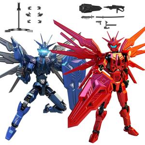 T13 Action Figure 2Pack Sets  Already Assembled 3D Printed Collectible Toy with Dummy 13, Titan 13 Robot T-13 Model Dummy Toys Kit for 6 7 8 9 10 11 12 Years Old Kids Gift & Adults (Blue and Red)