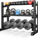 3-Tier Dumbbell Rack Stand Only, 1200LB Capacity Adjustable Weight Rack for Home Gym, Heavy-Duty Weight Stand for Dumbbells Kettlebells & Weight Plates(Rack Only)