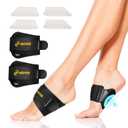 Arch Support Braces with Replaceable Gel Pads, Adjustable Orthotic Arch Support for Women Men, Relief for Plantar Fasciitis, High Arch, Flat Feet, Foot Fatigue, Arch Pain, 4 Pads with 2 Heights