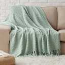 Bedsure Sage Green Throw Blanket for Couch  Versatile Knit Woven Chenille Blanket for Chair, Super Soft, Warm & Decorative Blanket with Tassels for Bed, Sofa and Living Room (Sage Green, Throw) (Throw (50" x 60"))