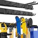 64 Inches Garage Storage, UUP Garage Organization Wall Mount Garden Tool Organizer, 620lbs Adjustable Metal Hooks, Yard Shed Rail Rack, Lawn Tool Holder for Hanging Rake Broom Mop Snowboard, Home Gift (64" Alloy Steel with 4 Panels & 10 Hooks)