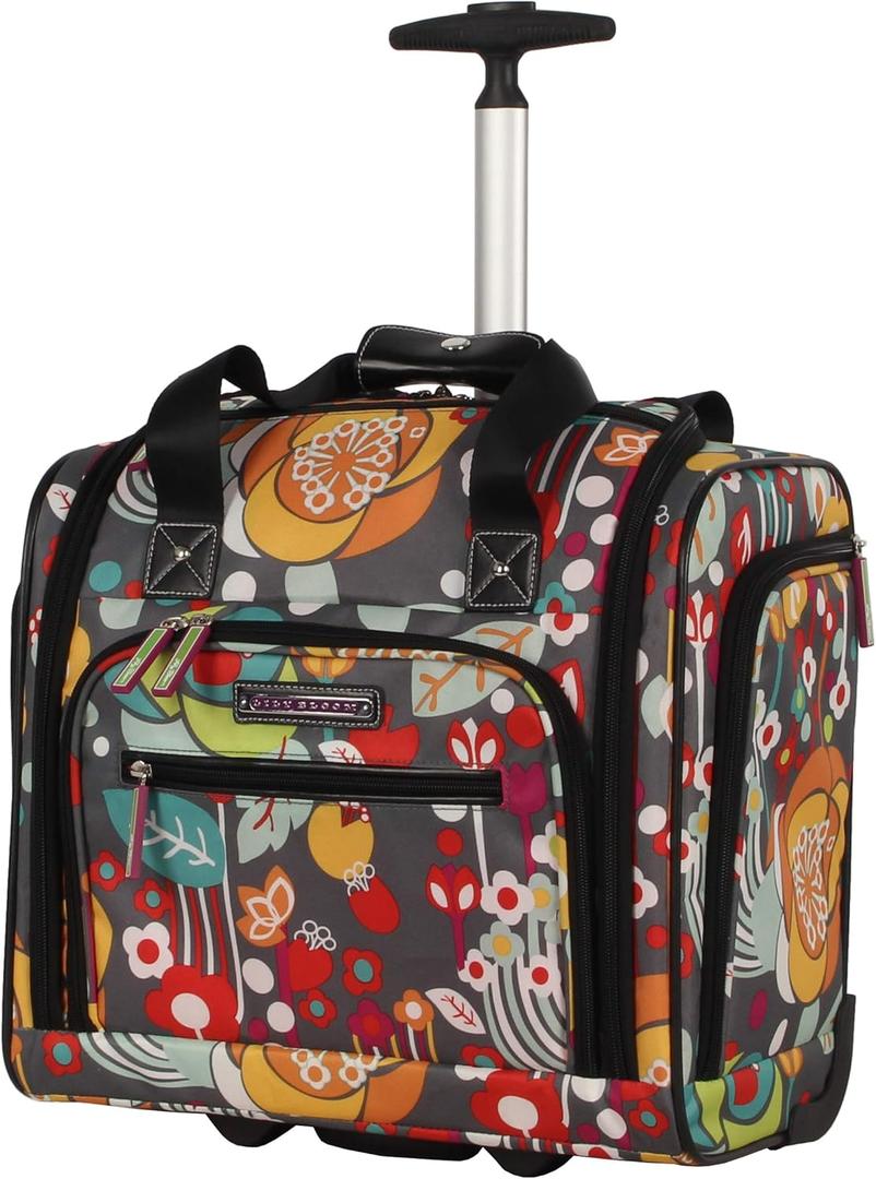 Lily Bloom Designer 15 Inch Carry On - Weekender Overnight Business Travel Luggage - Lightweight 2- Rolling Wheels Suitcase - Under Seat Rolling Bag for Women (Bliss)
