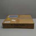 Fashion TV Tray Table with Large Tabletop, Adjustable Sofa Table with Storage Baskets, Strong Metal Frame, Tv Dinner Tray Table for TV Watching, Meals, Snacks (Oval, Brown, 16.93inch x 12.6inch)