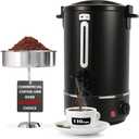 Commercial Coffee Urn, 110-Cup 16L Fast Brew Stainless Steel Hot Beverage Dispenser Electric Hot Water Urn for Wedding, Party, Catering with Easy Cleaning. Black Dispenser (Double Wall)