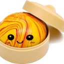 Mystery Orange Marble Design Dumpling Squishies with Steamer Box, Soft Stretchy Bao Bun Stress Relief Balls, Sensory Fidget Squeeze Toys for Anxiety Relief, Decompression Desk Toys