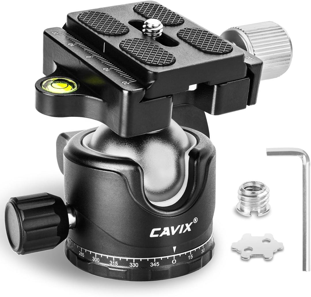 Ball Head Mount, CAVIX 36mm Ball Head Camera Tripod Head with 1/4 Arca Swiss Quick Release Plate for Tripod, Monopod, DSLR, Camera,Load 33lb/15kg