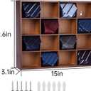 Wall Mounted Tie Rack - 16 Compartment Tie Organizer with Display Racks for Bedroom & Wardrobe