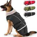 Dog Coat, Warm Dog Winter Coat Reflective Jacket Waterproof Fleece Vest, Pet Jacket Cozy for Cold Weather, Dogs Snowsuit Windproof, Adjustable Buckle for Large Dogs (Black)