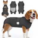 Lukovee Dogs Recovery Suit - Adjustable Dog Onesie for Female Male Dogs, Breathable Anti Licking Cone Alternative Surgery Pet Surgical Body Suit After Spay Abdominal Wounds Neuter (DPI, XL) (Dark Grey)
