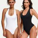 Avidlove Women's Sexy Halter Bodysuit Going Out Backless Tank Top Sleeveless Thong Body Suits Summer Outfits, Small