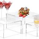 3 Pcs Acrylic Buffet Risers, Clear Cube Display Stands Box Riser with Hollow Bottoms, Acrylic Food Risers for Buffet Table, Party Dessert, Figures, Jewelry, Perfume, Handbag, 6" 7" 8"
