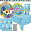 Baby Shark Party Decorations include Party Supplies for 16 Guests and Birthday Decorations for Kid's Birthday Party, Baby Shower, or Gender Reveal Party