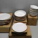 over&back Coupe Dinnerware Set - Stoneware Dishes - Comes with 4 Dinner Plates, 4 Salad Plates, 4 Cereal Bowls, and 4 Dinner Bowls - 16-Piece All-Occasion Place Settings - Semi-Matte White