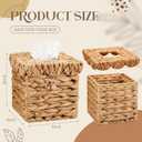 Wicker Tissue Box Cover with Scalloped Lid 6 x 6 x 6 Inch Square Rattan Tissue Box Holder with Turn Over Top for Facial Napkins Boho Decorative Boxes on Table and Bathroom