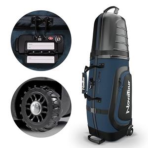 Golf Travel Bag for Airlines: Hard Case Top, Waterproof Zippers, 1680D Oxford Fabric, TSA Lock, Oversized Tank Wheels, Lightweight, Easy to Maneuver – Maximum Club Protection (Blue)