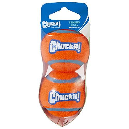 Chuckit! Tennis Ball Rubber Fetch Dog Toy, Small 2" for Dogs 0-20 lbs, Pack of 2, Orange/Blue