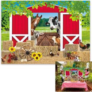 BINQOO 8x6ft Red Barn Farm Backdrop Rustic Animals Green Grass Haystack Scenery Background Little Farmer Barnyard Kid Birthday Baby Shower Party Decoration Banner BINQOO 8x6ft Red Barn Farm Backdrop Rustic Animals Green Grass Haystack Scenery Background Little Farmer Barnyard Kid Birthday Baby Shower Party Decoration Banner