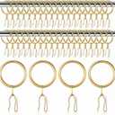 100 Pieces 1.26 Inch Metal Drapery Curtain Rings, Curtain Hanging Rings and 100 Pcs Metal Drapery Pin Hooks for Drapes Window Door Shower Curtains