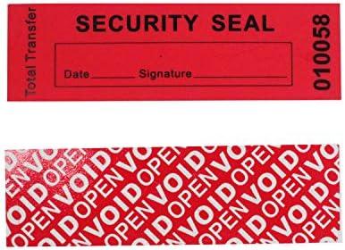 TamperSeals Group - 100pcs 100% Total Transfer Tamper Evident Security Void Stickers/Labels/Seals (Red, 1 x 3.35 Inches, Serial Numbers)