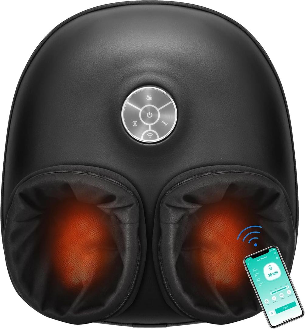 Medcursor Foot Massager with Heat, Shiatsu Deep Kneading Machine, Multi Air Compression Intensity, Smart APP Mobile Remote Control and Foot Massage Relax for Home and Office Use, FSA HSA Eligible