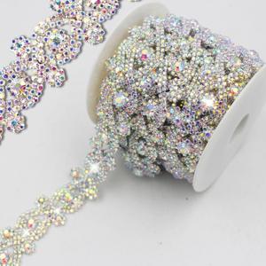 PEARLY JUN 1 Yard Rhinestone Trim Chain Sliver AB Applique Stringing Ribbon DIY Jewelry Wedding Party Bracelets Craft Bridal Bouquets Embellishment Accessories