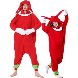 Unisex Animal Onesie Pajamas One Piece Cosplay Costume for Halloween (Red, S)