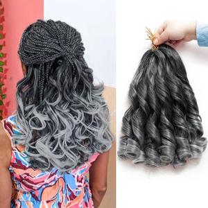 French Curly Braiding Hair for Black Women Loose Wavy Hair for Braids Braiding Hair Extensions Synthetic French Curl Crochet Braids 12 Inch Grey Color