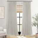 Pinch Pleated Thick Linen Curtains 96 Inch Length 2 Panels Set for Living Room Warm Beige Neutral Pleated Curtains Semi Sheer Light Filtering Privacy Bedroom Window Drapes